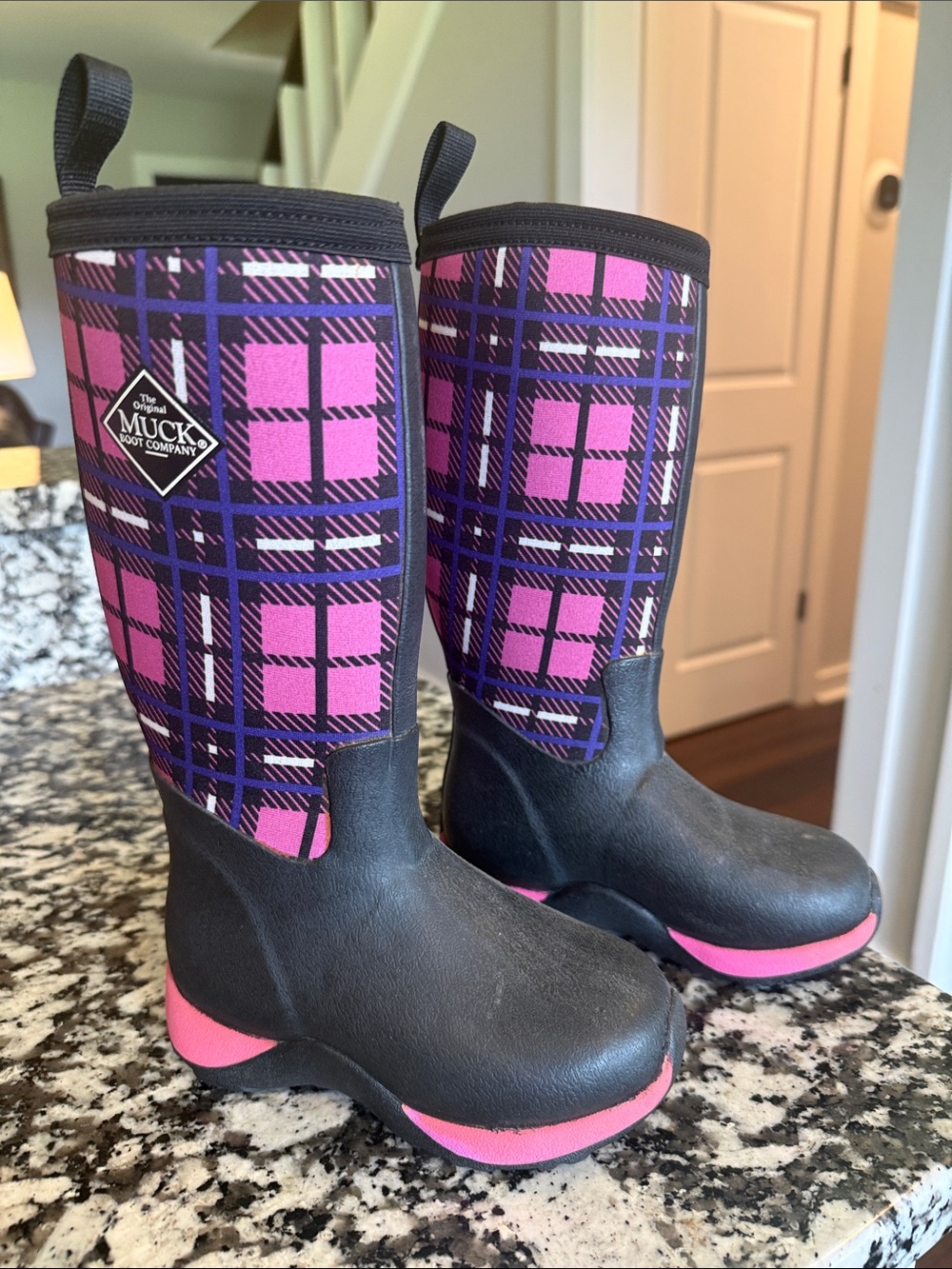 The Original Muck Boot Company Kids' Pink Plaid Rain & Snow Boots